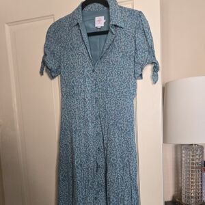 The Nines by HATCH maternity Teal Floral Midi Dress